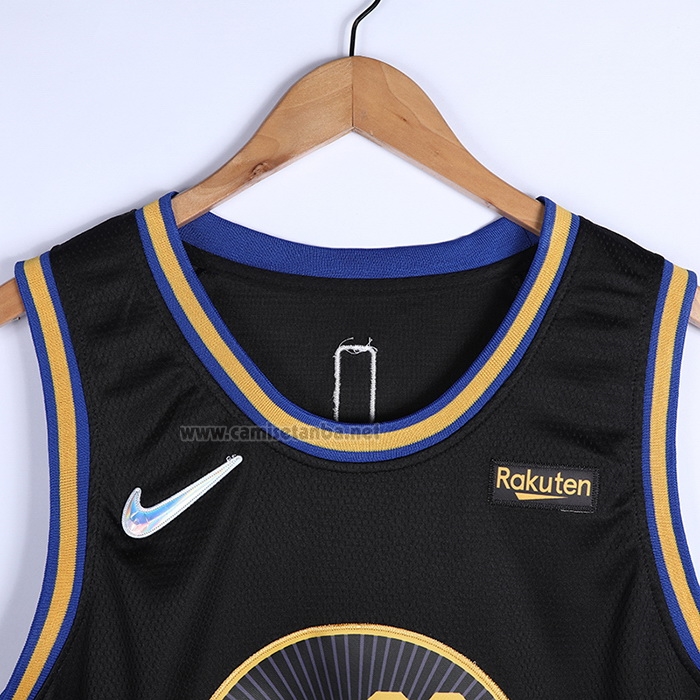 Camiseta Golden State Warriors Stephen Curry #30 Ciudad 2021-22 Negro